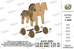 Toddler toy on wheels Laser Cut. Zebra SVG Product Image 2