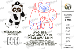 3D Hanging Animal Stress Relief Toy Laser Cut. Panda SVG Product Image 2