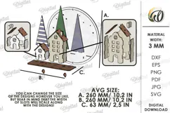 Christmas Village Round Sign Laser Cut. Wall Decor SVG Product Image 2