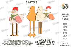 3D Easter Stand Characters Laser Cut. Chickens SVG Product Image 2