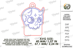 Halloween Keychain Laser Cut. Skull SVG. Spooky keyring Product Image 2