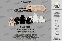 Halloween Hanging Door Sign Laser Cut. Happy Halloween SVG Product Image 2