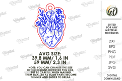 Flower Keychain Laser Cut. Boho Keyring. Floral heart SVG Product Image 2