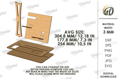 Wooden Desk Organizer Laser Cut. 3D Phone Docking Station Product Image 2