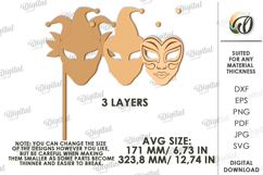 Mardi Gras Photo Booth Prop Lasercut. Jester Mask SVG Product Image 2