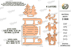 Christmas Sleigh Stand Laser Cut. Reindeer SVG Product Image 2