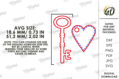 Valentine's Day Key Laser Cut. Valentine Gift Tag SVG Product Image 2