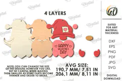 3D Valentine's Day Door Hanger Laser Cut. Gnome SVG Product Image 2