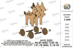 Toddler toy on wheels Laser Cut. Fawn SVG Product Image 2