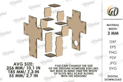 3D Cross Lamp Laser Cut. Wooden Decorated Cross SVG Product Image 2