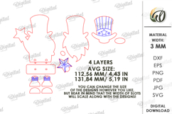 4th Of July Gnome Laser Cut. 3D Gnome Decor SVG Product Image 2