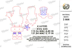 4th Of July Gnome Laser Cut. 3D Gnome Decor SVG Product Image 2