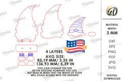 4th Of July Gnome Laser Cut. 3D Gnome Decor SVG Product Image 2