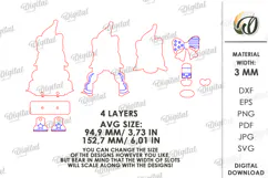 4th Of July Gnome Laser Cut. 3D Gnome Decor SVG Product Image 2