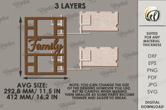 3D Family Photo Frame Laser Cut. Home Decor SVG Product Image 2
