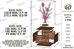 Wooden Floral Box Laser Cut. Storage Box With Flower SVG Product Image 2