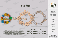 Autumn Wreath Laser Cut . Fall Wreath Decor SVG Product Image 2