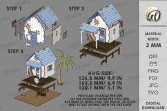 3D Beach House Laser Cut. Summer Stand Decor SVG Product Image 3