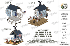 3D 4th Of July House Laser Cut. Stand Decor SVG Product Image 3