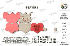 3D Valentine's Day Door Hanger Laser Cut. Mouse SVG Product Image 2