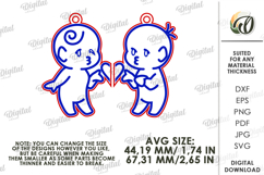 Double Valentines Keychain Laser Cut. Matching Key Ring SVG Product Image 2