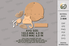 Naughty Cat on shelf Round Sign Laser Cut. Wall Decor SVG Product Image 2