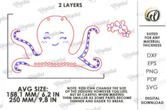 Octopus Hair Bow Holder Laser Cut. Hair Bow Hanger SVG Product Image 2