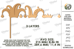 Mardi Gras Photo Booth Prop Lasercut. Jester Hat SVG Product Image 2