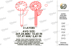 3D Teacher Pencil Flower Laser Cut. Teacher Gift SVG Product Image 2
