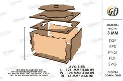 Floral Jewelry Box Laser cut. Storage Box with Lid SVG Product Image 2