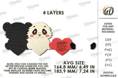3D Valentine's Day Door Hanger Laser Cut. Panda SVG Product Image 2