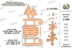 Christmas Sleigh Stand Laser Cut. Reindeer SVG Product Image 2