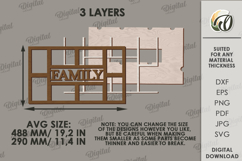 3D Family Photo Frame Laser Cut. Home Decor SVG Product Image 2