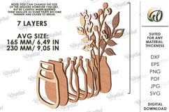 3D Flowers With A Vase Laser Cut. Stand Decor SVG Product Image 2
