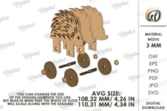 Toddler toy on wheels Laser Cut. Hedgehog SVG Product Image 2