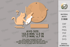 Naughty Cat on shelf Round Sign Laser Cut. Wall Decor SVG Product Image 2