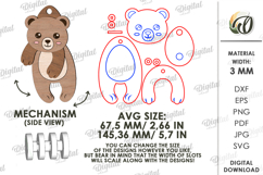 3D Hanging Animal Stress Relief Toy Laser Cut. Bear SVG Product Image 2
