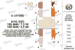 3D Animals Greetings Card Paper Cut. Cute Animals SVG Product Image 2