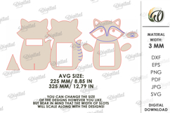 Hugging Raccoon Photo Frame Laser Cut. Picture Frame SVG Product Image 2