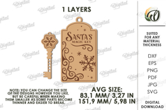 Santa&#039;s Magic Key Decor Laser Cut. Christmas Door Hanger SVG Product Image 2