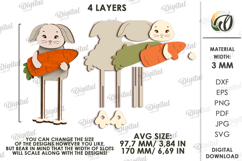 3D Easter Stand Characters Laser Cut. Easter Bunnies SVG Product Image 2