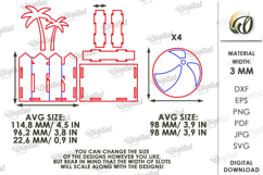 Summer Coaster With A Box Lasercut. Kitchen Decor SVG Product Image 2