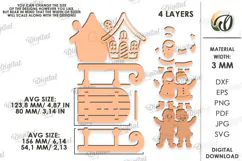 Christmas Sleigh Stand Laser Cut. Santa Sleigh SVG Product Image 2