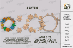 Autumn Wreath Laser Cut . Fall Wreath Decor SVG Product Image 2