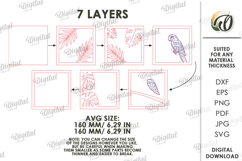 3D Layered Wall Art Sign Laser Cut. Summer. Parrot SVG Product Image 2