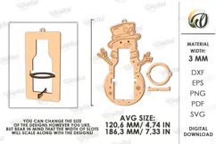 Christmas Mini Bottle Holder Ornament Laser Cut. Snowman SVG Product Image 2