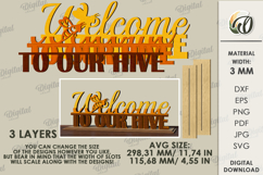 Bee word stand Laser Cut. Welcome to our hive SVG Product Image 2