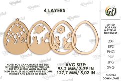 3D Easter Egg Laser Cut. Hanging Easter Ornament SVG Product Image 2