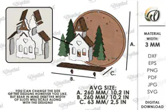 Christmas Village Round Sign Laser Cut. Wall Decor SVG Product Image 2