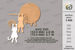 Naughty Cat on shelf Round Sign Laser Cut. Wall Decor SVG Product Image 2